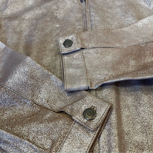 Chico's 100% Leather Foil Jacket Size M - Picture 5 of 8